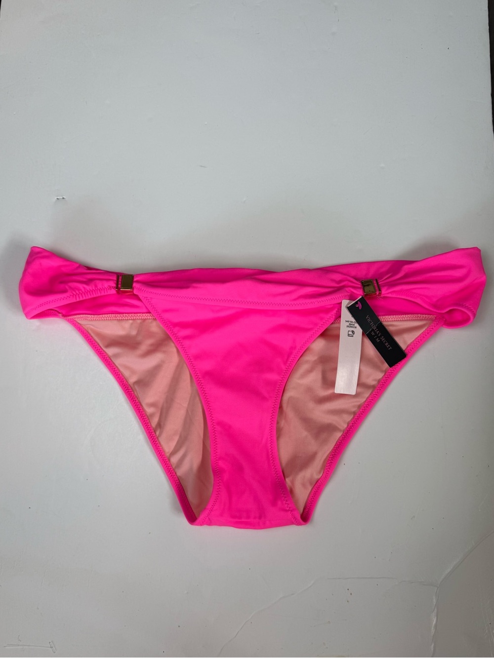 NWT Victoria’s Secret Cheeky Hot Pink Bikini Bottom w/Metal Hipsters Size Large